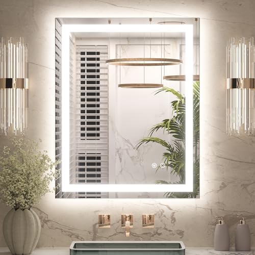 Keonjinn 24x30 Inch LED Bathroom Mirror with Lights, Fast & Safe Defogging