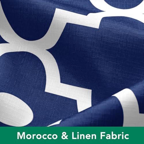 Fabric Modern Extra Long Shower Curtains for Bathroom-Navy and White