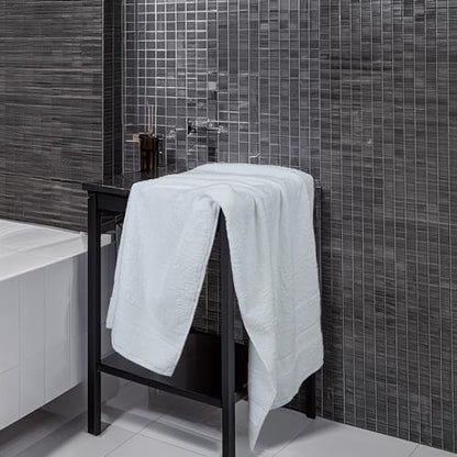 Commercial Bulk Pack of 12 Bath Towels – 100% Cotton Terry 24" x 48" – Ideal for Hotels, Salons, Gyms, Spas & Institutional Use – White