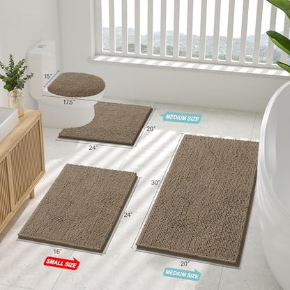 Smiry Bathroom Rugs 45X27, Luxury Chenille Extra Soft Absorbent Bath Mat