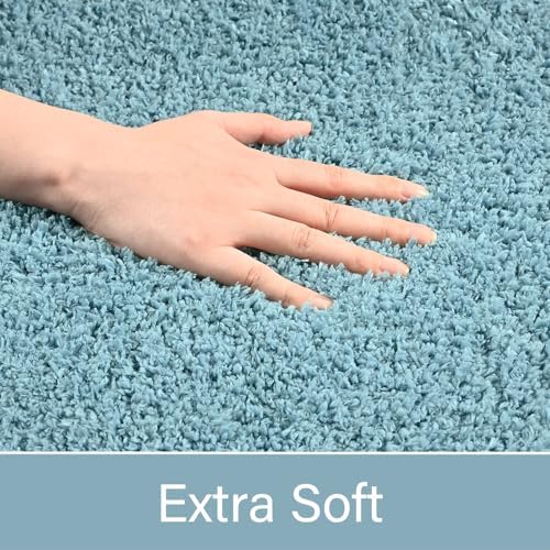LOCHAS Bathroom Rugs 24x17 Inch, Microfiber Bath Rug Non Slip, Spa Blue