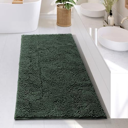 Hearth & Harbor Bathroom Rugs, Chenille Bath Mat - Machine Washable Bath Mats for Bathroom Non-Slip Backing Rubber, Quick Dry Bathroom Mat