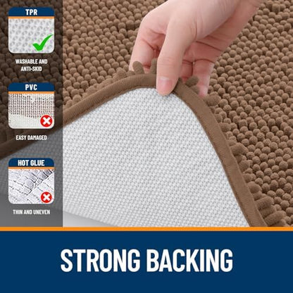 OLANLY Bathroom Runner Rugs 47x17, Extra Soft Absorbent Chenille Bath Rugs