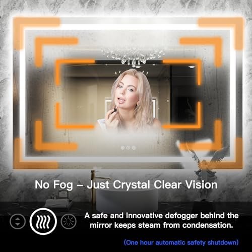 ISKM 60x36 LED Mirror for Bathroom, Front and Back Lit, Anti-Fog, Dimmable