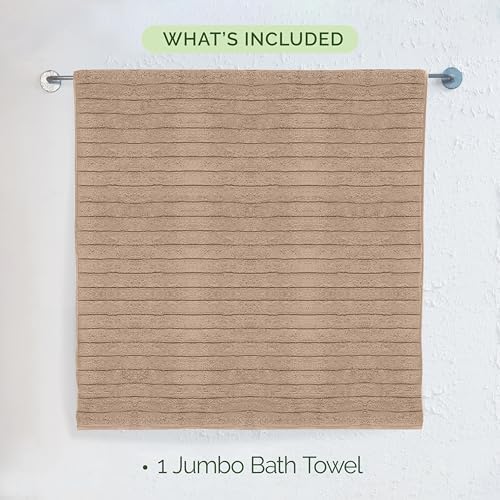 Elegant Comfort 100% Turkish Cotton Corduroy Ribbed Luxury Jumbo Bath Towel Ultra Soft - 35 x 70 Inch - Luxury Spa Premium Hotel Quality Highly Absorbent and Quick Dry Large Bath Towel, Taupe