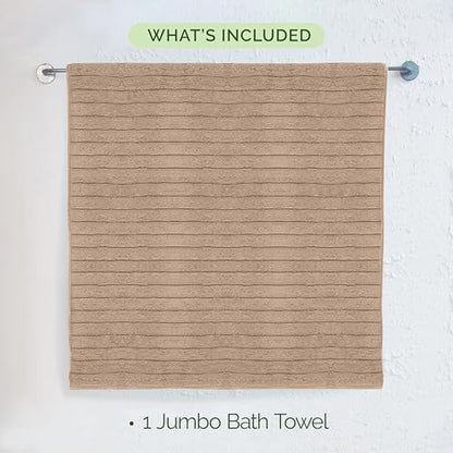 Elegant Comfort 100% Turkish Cotton Corduroy Ribbed Luxury Jumbo Bath Towel Ultra Soft - 35 x 70 Inch - Luxury Spa Premium Hotel Quality Highly Absorbent and Quick Dry Large Bath Towel, Taupe