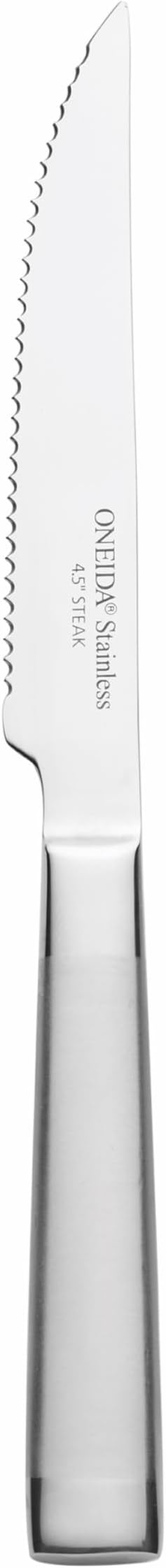 Oneida Preferred Stainless Steel Steak Knives Set of 4 – Durable Dining Cutlery with Sharp Serrated Blades, Metallic Finish