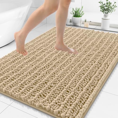 Smiry Bathroom Rugs 48X32, Extra Soft Rubber Backing Chenille Bath Mats