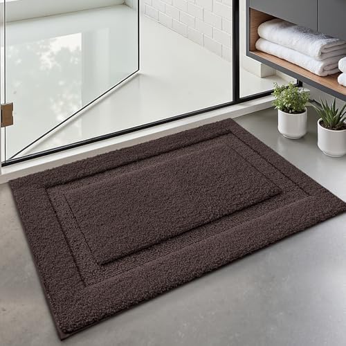 LUMI Ultra Soft Bathroom Rugs Absorbent, Non Slip Bath Mat 17x30, Brown