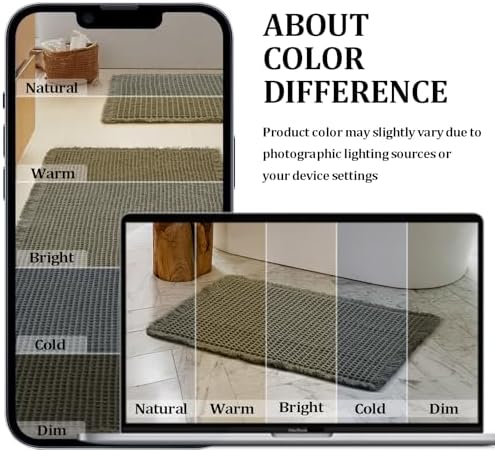 JIUZHEN Set of 2 Waffle Bath Mats Boho Bathroom Runner Rug 20"x32"+24"x48"