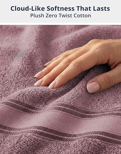 LANE LINEN Bath Towel Set 100% Cotton 12 Piece Soft - Wishful Mauve