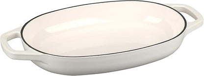 EDGING CASTING Enameled Cast Iron Oval Dutch Oven Pot with Lid, Dutch Oven for Sourdough Bread Baking, Bread Oven, Bread Dutch Oven, Oval Bread Pan, 5qt, White