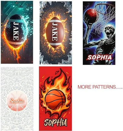 Personalized Beach Towel With Name, Custom Beach Towel with Text, Customized American Football Microfiber Pool Towel, Quick Dry & Absorbent Swim Towel for Adult,Anniversary, Birthday, Summer Holiday