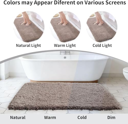 Disolla Taupe Grey Bathroom Rug 24x36 - Non-Slip Plush Thick Bath Mat, Highly Absorbent & Ultra Soft Fluffy Floor Mat, Machine Washable for Shower and Tub