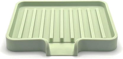 Silicone Soap Dish Tray and Sponge Holder with Drain Chute, Rectangular, Kitchen and Bathroom Sink Organizer (Pistachio, 5.2"x4" (Set of 2), 7.2 Ounces)