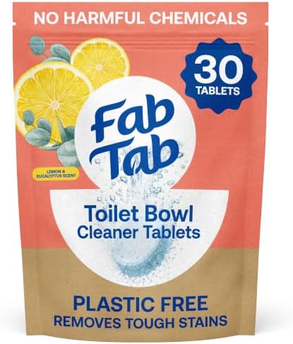Fab Tab Toilet Bowl Cleaner Tablets, Lemon & Eucalyptus Scent, 30 Count
