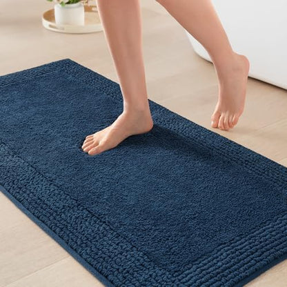 Madison Park Splendor Reversible 100% Cotton Bath Rug, 24 x 44, Navy