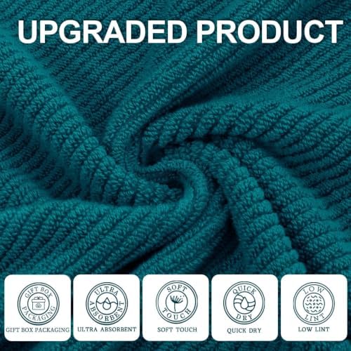 VOOVA & MOVAS Bath Towels 4PC, 100% Cotton, 30x56 in, Deep Turquoise