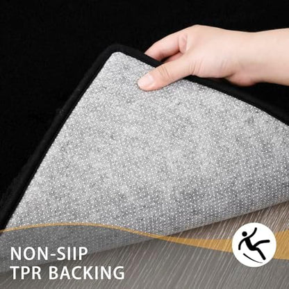 MINIDEAR Bathroom Rugs 24x17 Black - Thick Memory Foam Bath Mat, Ultra Soft & Plush Fluffy, Non-Slip, Quick Dry, Absorbent Washable Floor Microfiber Mat for Tub, Home Decor Accessories