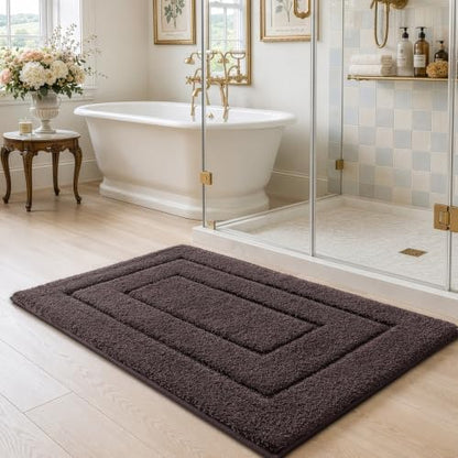 DEXI Bathroom Rugs 43x24, Non-Slip and Absorbent Bath Mat, Brown