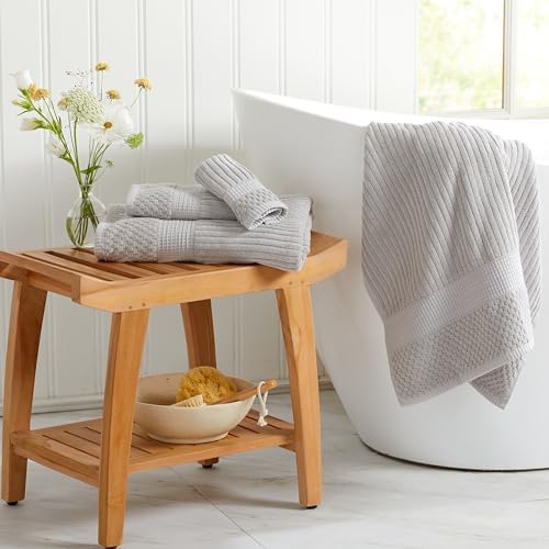 Springtree Home 100% Cotton Hand Towel Set | 6-Pack | Textured | Grey