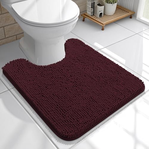 OLANLY Toilet Rugs U-Shaped 20x20, Soft Absorbent Chenille Contour Rugs