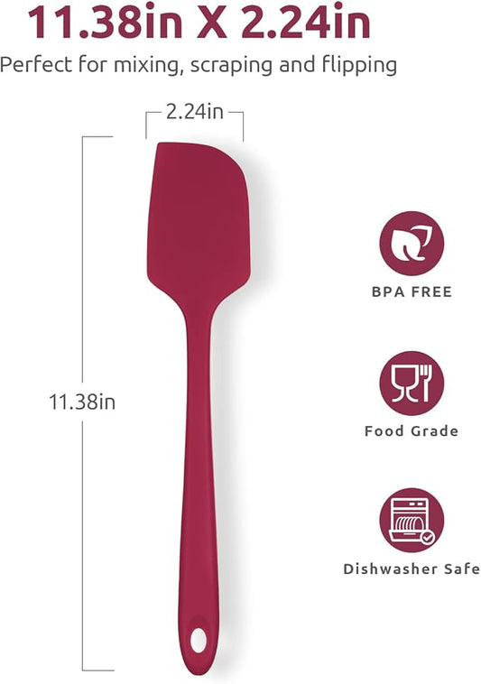 U-Taste 11.38" Silicone Baking Spatula: 480ºF Heat Resistant Food Grade Flexible Rubber Kitchen Bowl Scraper, Seamless Pastry Spreader for Mixing Stirring Scraping in Nonstick Cookware (Red)