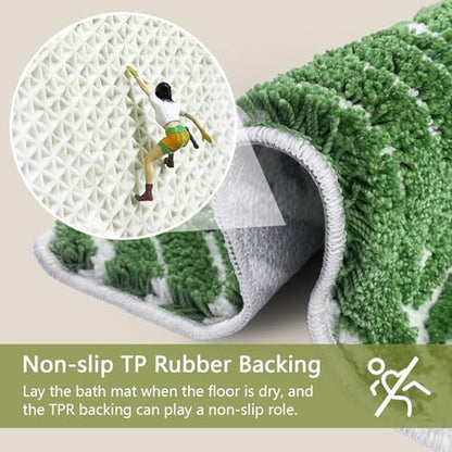 Green Bathroom Rug - Dark Green Bath Mat Small Bathmat Bath Rugs for Bathroom Décor Jungle Leaf Cute Rug Bath Rugs 16" x 24"