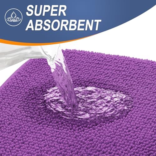 OLANLY Thick Memory Foam Bathroom Rugs 30x20, Absorbent Bath Mat, Purple