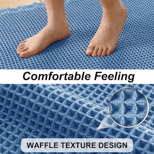 JIUZHEN Set of 2 Waffle Bath Mats Boho Bathroom Runner Rug 20"x32"+24"x48"