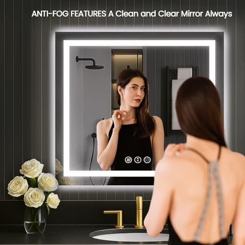 LOAAO 30"X30" LED Bathroom Mirror with Lights, UL Listed