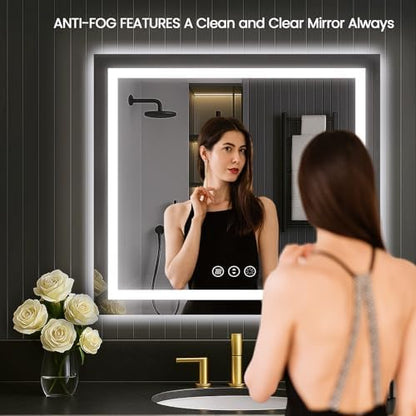 LOAAO 30"X30" LED Bathroom Mirror with Lights, UL Listed