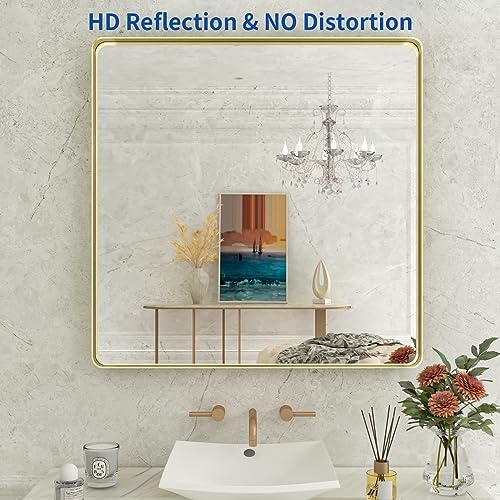 WEER Gold Bathroom Vanity Mirror 36X36 Inch