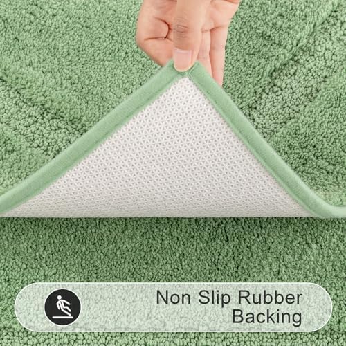 SHACOS Soft Microfiber Sage Green Bathroom Rugs Sets 2 Pieces 32x20 inch