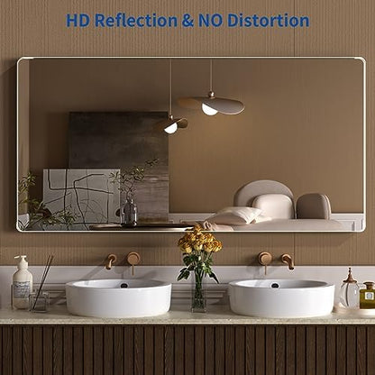 WEER Brushed Nickel Bathroom Vanity Mirror 72X36 Inch