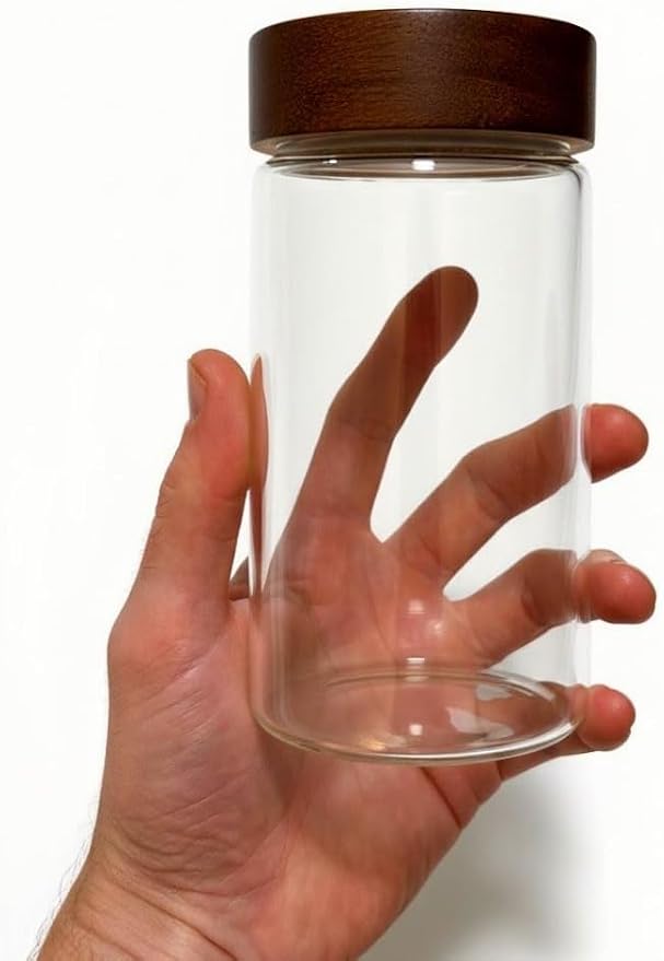 Wide Mouth Glass Storage Jars With 3" Acacia Wood Lids - 6 Pack of 16.9 Oz Airtight Food Storage Containers - Borosilicate Glass Canisters for Kitchen - Pantry Organizers Storage for Flour Rice Coffee