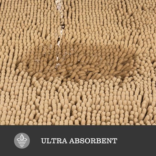 Yeaban Chenille Beige Bathroom Rug 40"x60",Non-Slip Rubber Backing