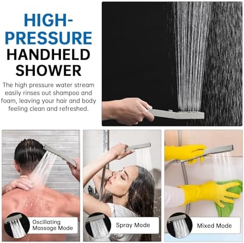 G-Promise All Metal 12" Rain Shower Head with Handheld for Bathroom Upgrade