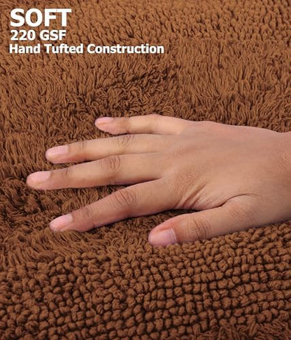 COTTON CRAFT Bath Rugs - 2 Pack Large 20x30 Soft Plush Bath Mats - Mocha