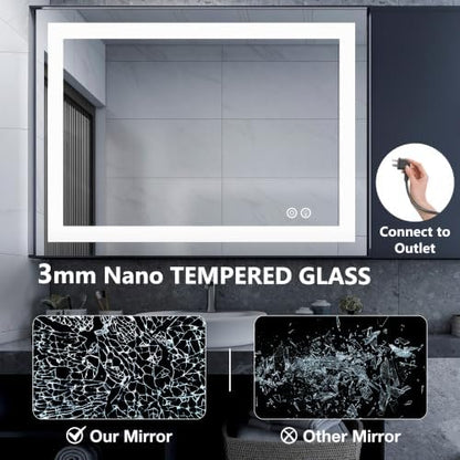 DUMOS 36.1"x36.1" LED Bathroom Mirror, Bathroom Vanity Mirror