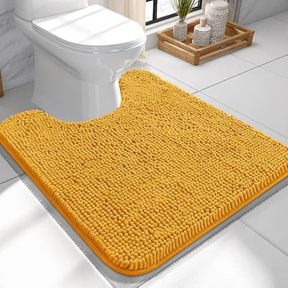 OLANLY Toilet Rugs U-Shaped 24x24, Soft Absorbent Chenille Contour Rugs