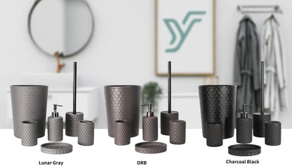zccz Bathroom Accessory Set - 6 Pcs Black Bathroom Accessories Set with Trash Can, Toothbrush Holder, Toothbrush Cup, Soap Dispenser, Soap Dish, Toilet Brush with Holder - Accessoire Salle de Bain