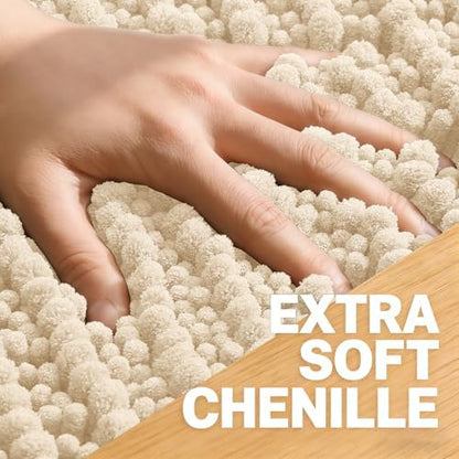 OLANLY Bathroom Runner Rugs 47x20, Thick Soft Absorbent Chenille Bath Rugs
