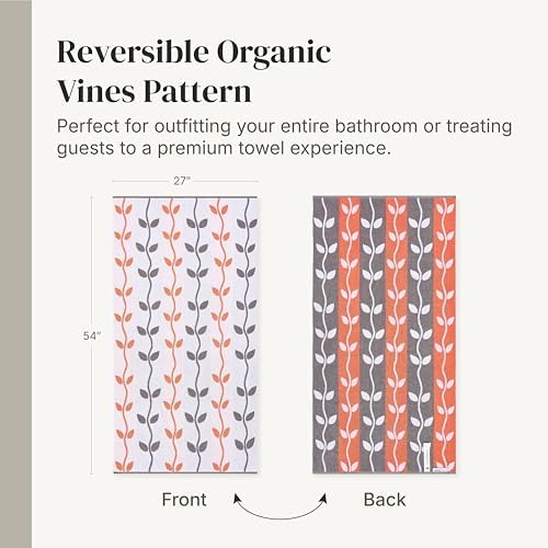 Modern Threads 6 Piece Bath Towel Set – Bathroom Set with 2 Bath Towels, 2 Hand Towels, and 2 Wash Cloths – 100% Cotton, Super Absorbent & Extra Soft – Reversible Natural Vine (Rust Orange)