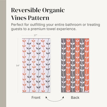 Modern Threads 6 Piece Bath Towel Set – Bathroom Set with 2 Bath Towels, 2 Hand Towels, and 2 Wash Cloths – 100% Cotton, Super Absorbent & Extra Soft – Reversible Natural Vine (Rust Orange)