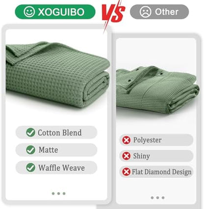 Stall Waffle Shower Curtain Heavyweight Cotton Fabric Sage Green 48Wx72L