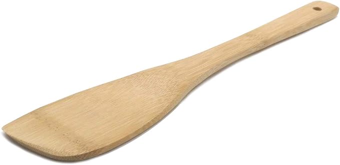 11.8-Inch Natural Wood Turners Bamboo Utensil Kitchen Wooden Cooking Tools Spoon Spatula Cooking, Stir Fry and Mixing, essential Tools (Oblique line)