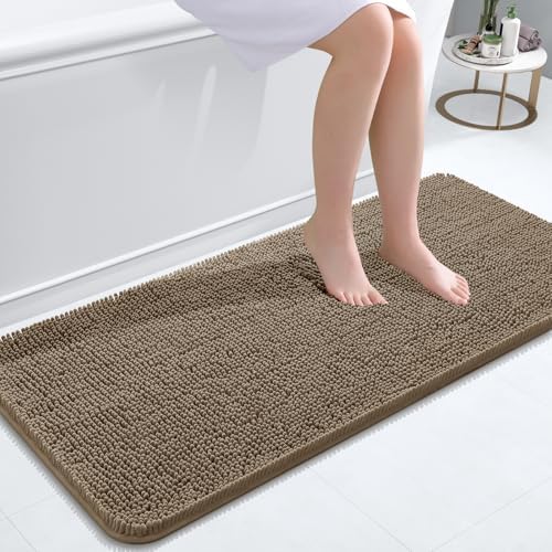 OLANLY Bathroom Runner Rugs 47x20, Extra Soft Absorbent Chenille Bath Rugs