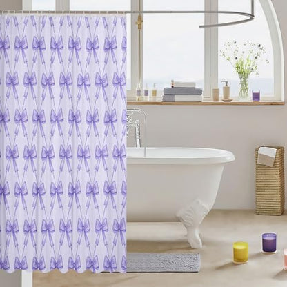 jejeloiu Cute Bow Bathroom Accessories 72"x78" Purple Bowknot Shower Curtain for Bathroom Decor for Kids Boys Girls Kawaii Bath Curtain Waterproof Polyester Fabric for Stalls Bathtubs Princess