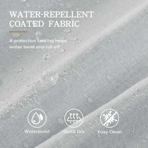 Furlinic No Hook Scalloped Shower Curtain Waterproof Linen 72x84 Dusty Blue